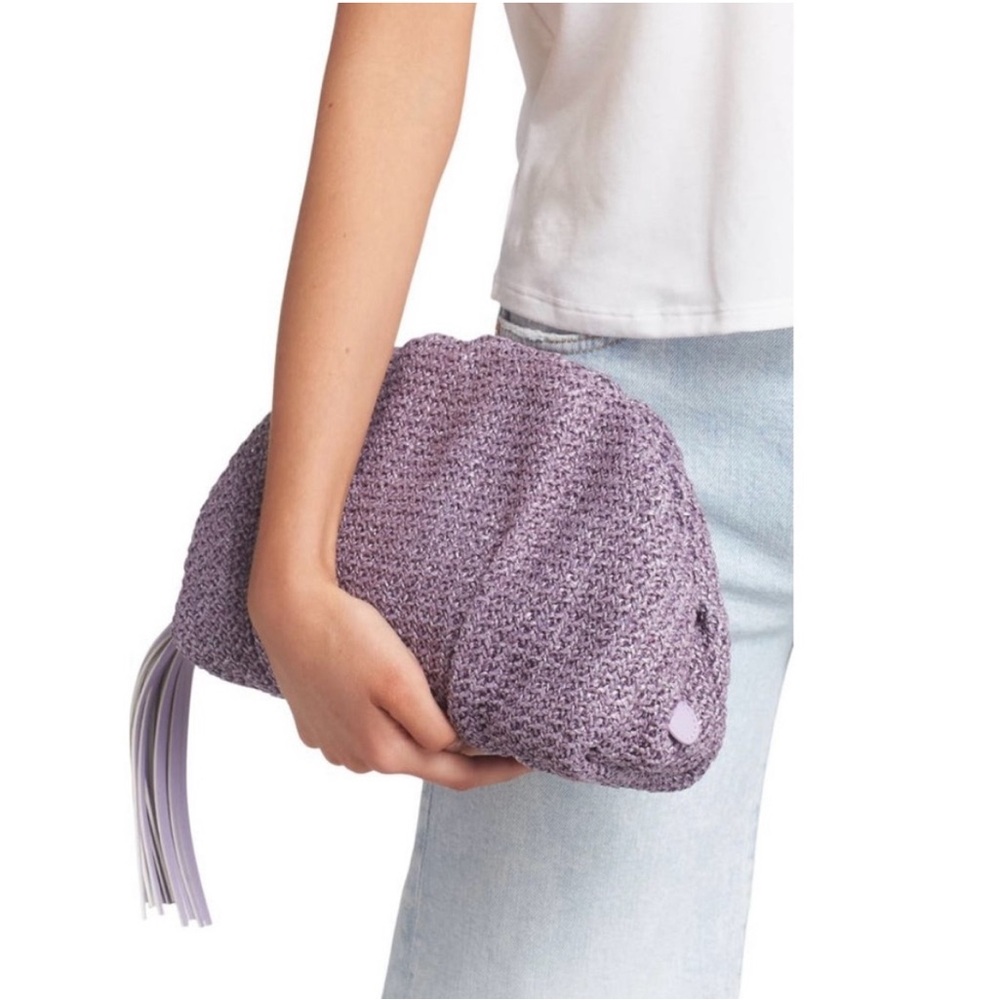 Rebecca minkoff clutch ruched faux leather clutch in light wisteria